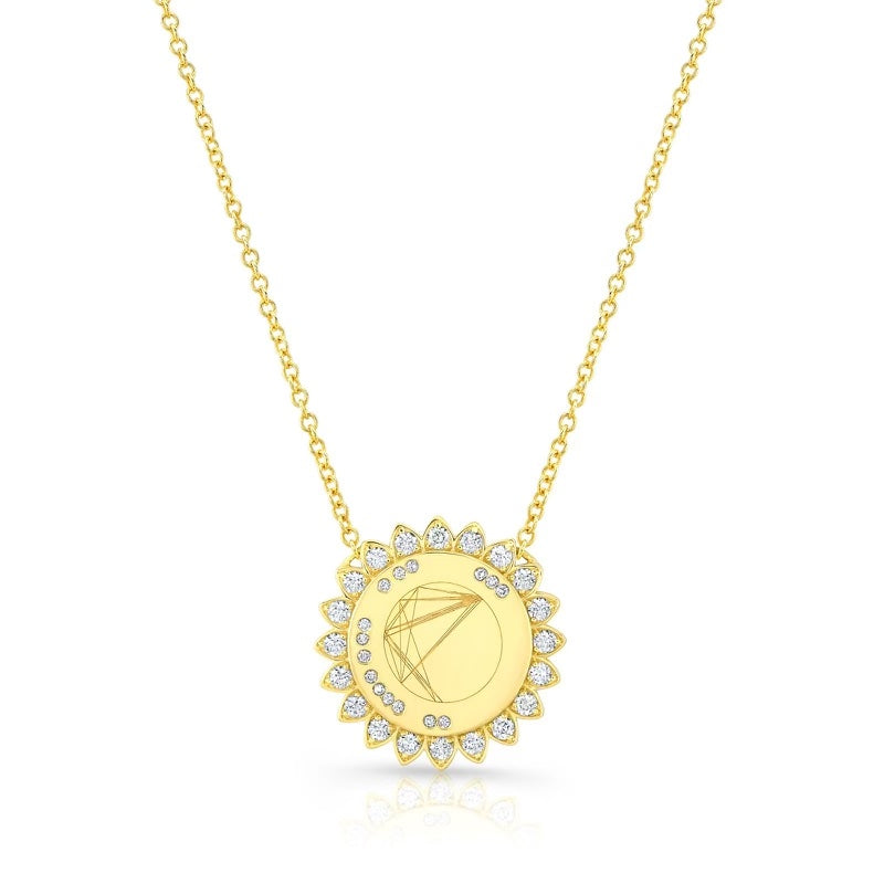 Petite Sunburst Natal Chart Necklace - 14K Gold and Diamond Fine Jewelry