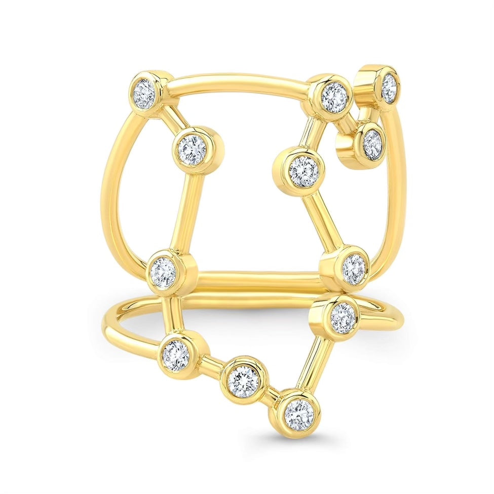 Aquarius Constellation Ring - 14K Gold and Diamond Ring