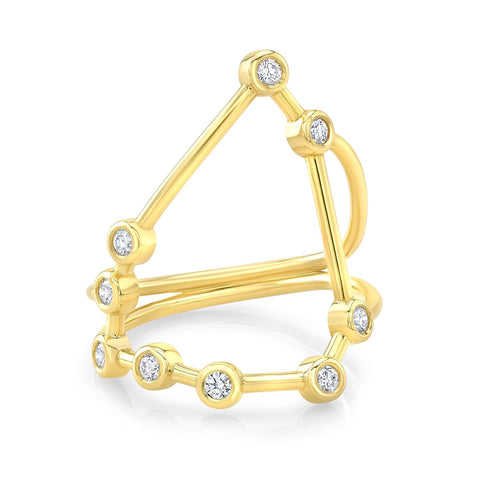 Capricorn Constellation Ring - 14K Gold and Diamond Fine Jewelry