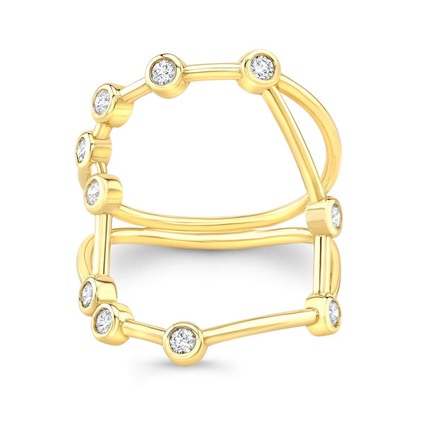 Gemini Constellation Ring - 14K Gold and Diamond Fine Jewelry