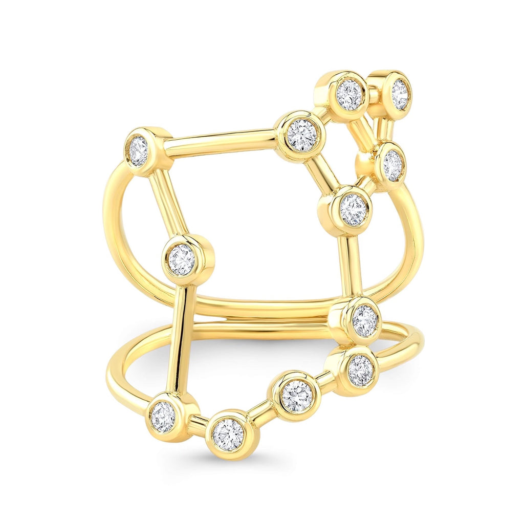 Pisces Constellation Ring - 14K Gold and Diamond Fine Jewelry