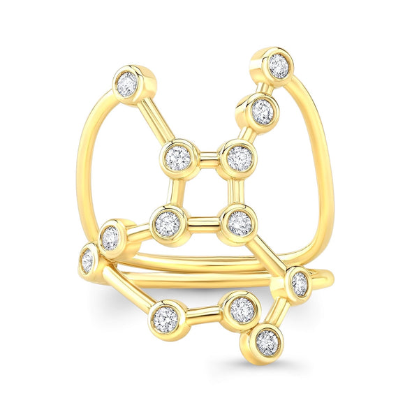 Virgo Constellation Ring - 14K Gold and Diamond Fine Jewelry