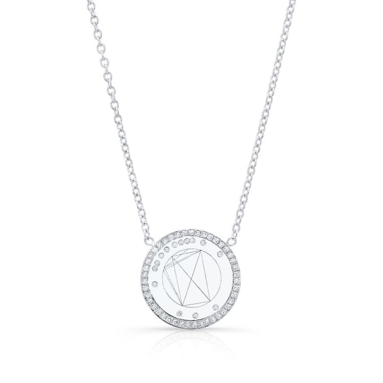 Petite Birth Chart Necklace - 14K White Gold and Diamond Fine Jewelry