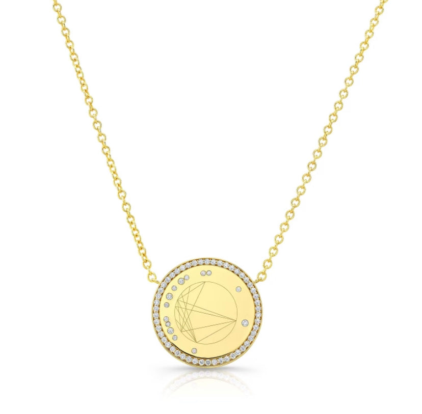 Petite Birth Chart Necklace - 14K Yellow Gold and Diamond Fine Jewelry